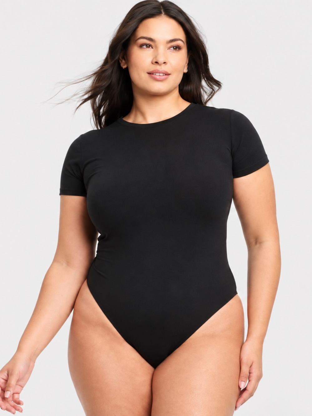 NWT Auden Luxury 4-Way Stretch Black Short Sleeve Bodysuit 1X